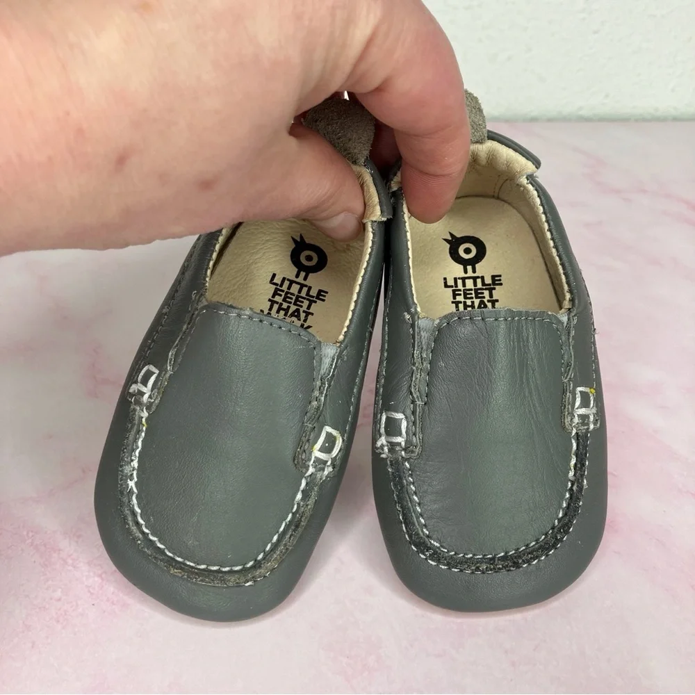 Old Soles Baby boat shoes taupe grey‎ leather loafers shoes 18 EU or 2 infant US